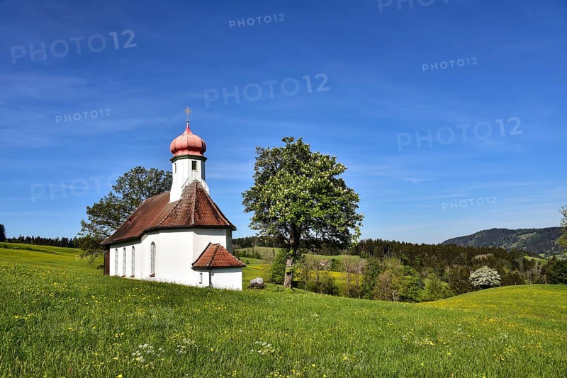 St Roch's Chapel near Waltrams in the Weitnau Valley, in Oberallgäu, Bavarian Swabia, Bavaria, Germany, Europe