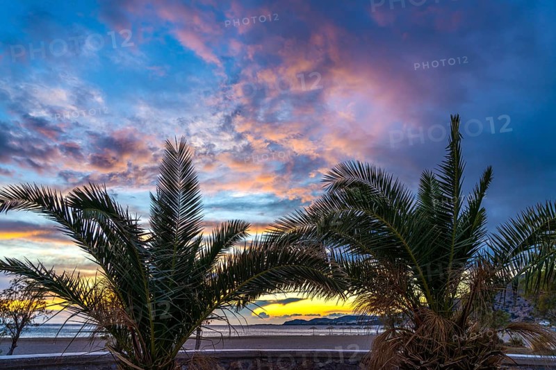 Sunset on the beach of Paleochora, Crete, Greece, Europe