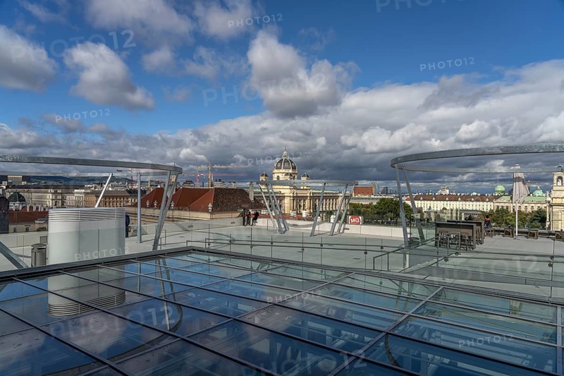 The MQ Dragonfly on the roof of the Leopold Museum with a view over Vienna, MuseumsQuartier MQ in Vienna, Austria, Europe
