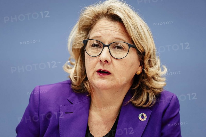 Svenja Schulze (SPD), Federal Minister for Economic Cooperation and Development, photographed at the Federal Press Conference for the presentation of the 17th Development Policy Report of the Federal Government in Berlin, 11 December 2024. Photographed on behalf of the Federal Ministry for Economic Cooperation and Development. Berlin