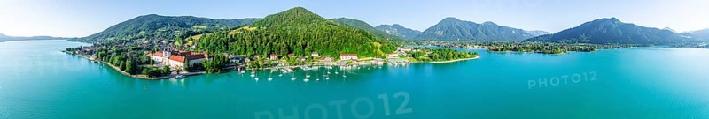 Bräustüberl and Schlosswirtschaft at Tegernsee, aerial view, Tegernsee, Bavaria, Germany, Europe