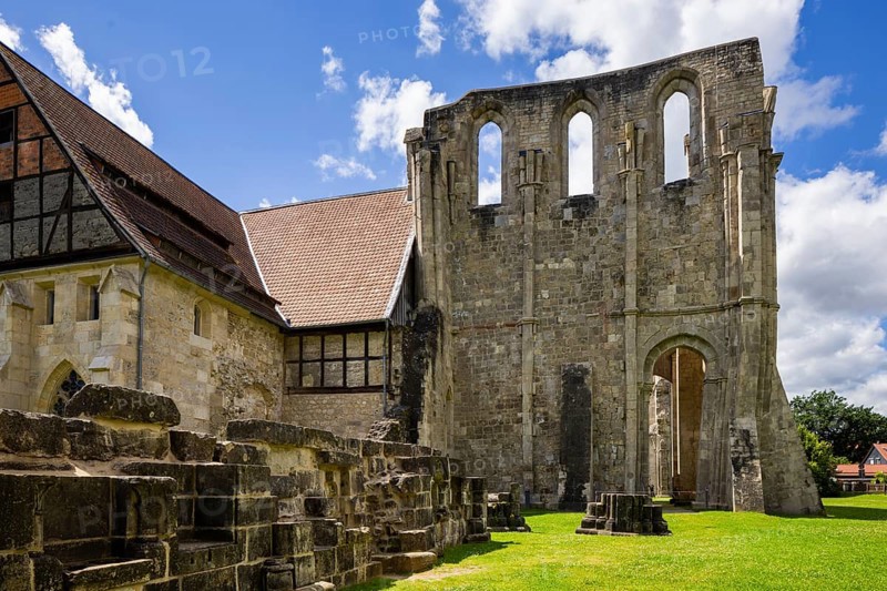 Walkenried Abbey is a former Cistercian abbey in Walkenried, situated on the southern edge of the Harz Mountains near the border triangle of Lower Saxony, Saxony-Anhalt and Thuringia. The building complex includes the ruins of the abbey church and the largely preserved Gothic cloister building. This was converted into the Walkenried Monastery Cistercian Museum in 2006. Since 2010, the monastery complex has been a UNESCO World Heritage Site as part of the Rammelsberg Mine, Goslar Old Town and Upper Harz Water Management Site, Walkenried Monastery, Walkenried, Lower Saxony, Germany, Europe