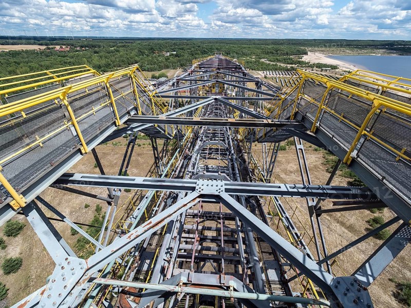 Conveyer brigde F60 in Lichterfeld, now a museum left after coal mining. Two excavators together were able to skim a maximum of 60 metres of overburden, hence the name F60, Lusatia, Brandenburg, Germany, Europe