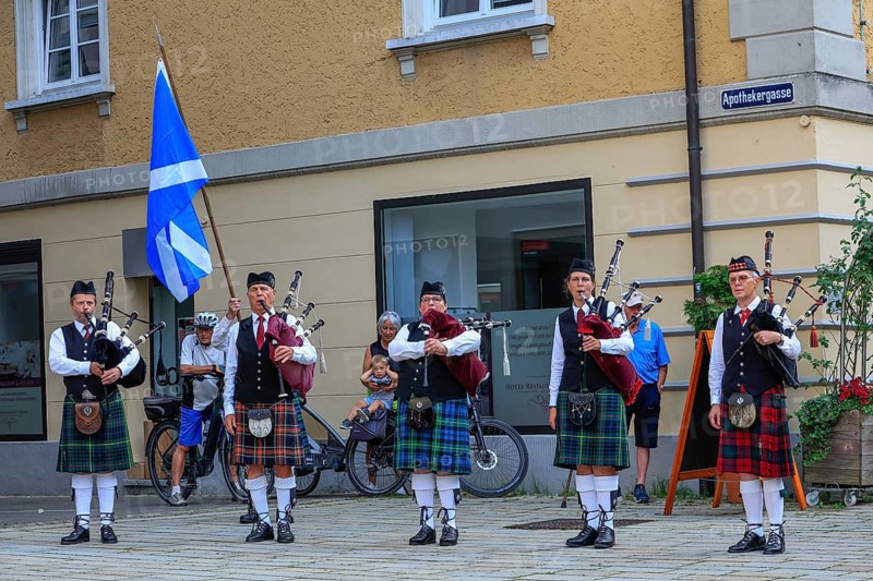 Bagpipe orchestra, Pipe concert, Sigmaringen, Baden-Württemberg, Germany, Europe