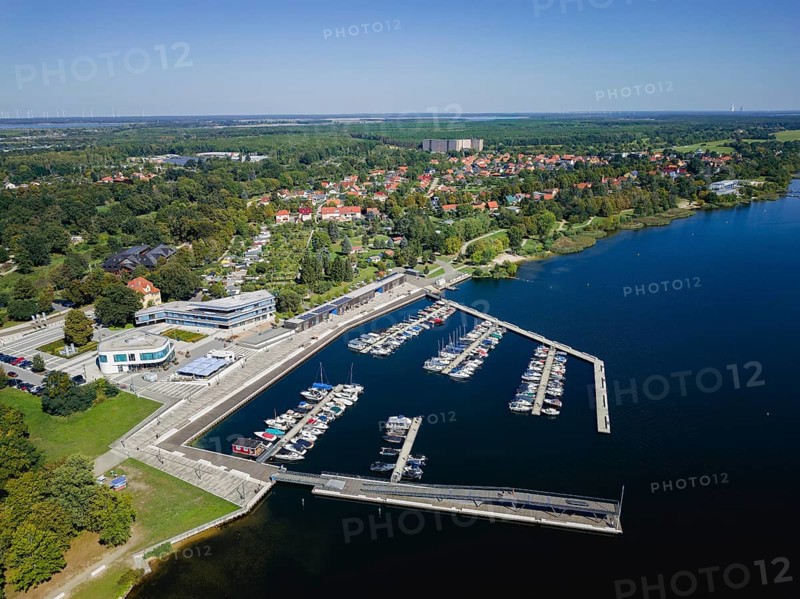 Senftenberg is a town in the south of Brandenburg on the lake of the same name. City harbour, Senftenberg, Brandenburg, Germany, Europe