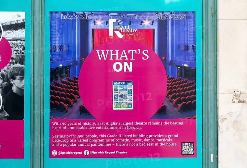What's On poster for Regent theatre venue, Ipswich, Suffolk, England, UK