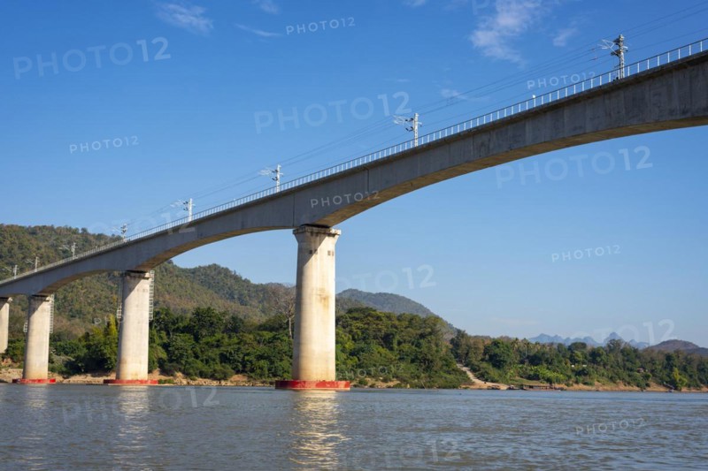 Bridge over the Mekong for the China-Laos railway, near Luang Prabang, Luang Prabang province, Laos, Asia