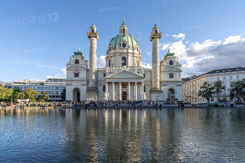 The baroque Karlskirche church in Vienna, Austria, Europe