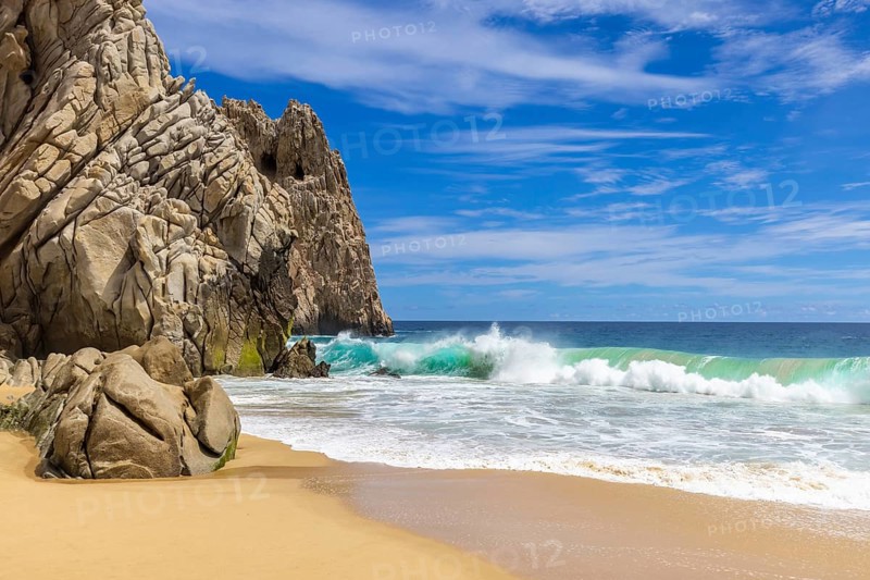 Mexico, Los Cabos travel destination Playa Divorcio and Playa Amantes near Arch of Cabo San Lucas, Central America