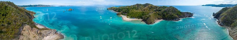 Aerial view, tropical island in the turquoise ocean, Tortuga Island, Puntarenas, Costa Rica, Central America
