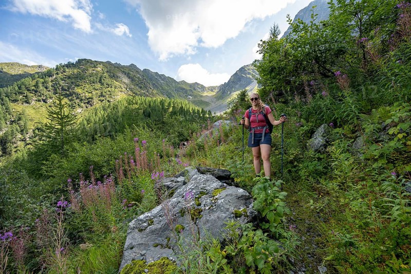 Hiking on a hiking trail, Carnic High Trail, Carnic Main Ridge, Carnic Alps, Carinthia, Austria, Europe