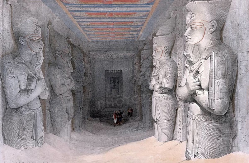 Interior view of the temple of Abu Simbel, Egypt, around 1850, Historical, digitally restored reproduction from a 19th century original, exact date unknown, Africa