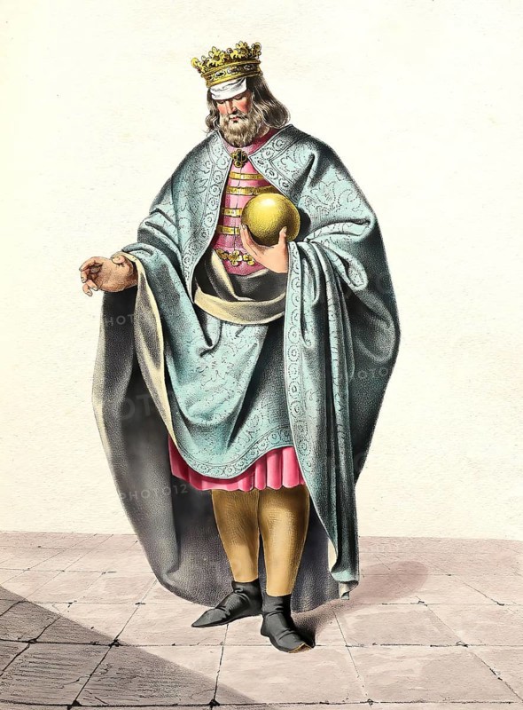 Béla II the Blind, Béla I in Croatia, (* around 1110, † 13 February 1141) from the Árpád dynasty was King of Hungary from 28 April 1131 until his death. He was the son of Prince Álmos and Predslava, daughter of the Kiev Grand Duke Svyatopolk II, Historical, digitally restored reproduction from a 19th century original, Record date not stated