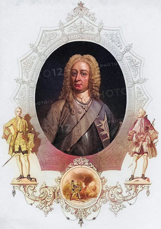 George II 1683-1760 King of England (1727-1760) . 19th century print after an original painting by J. Faber, digitally restored reproduction from a 19th century original, Record date not stated