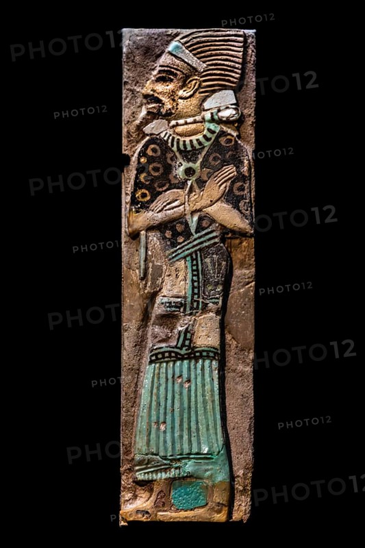 Faience tiles with foreign prisoners from the exhibition: Ramses the Great and the Gold of the Pharaohs, Cologne, North Rhine-Westphalia, Germany, Europe