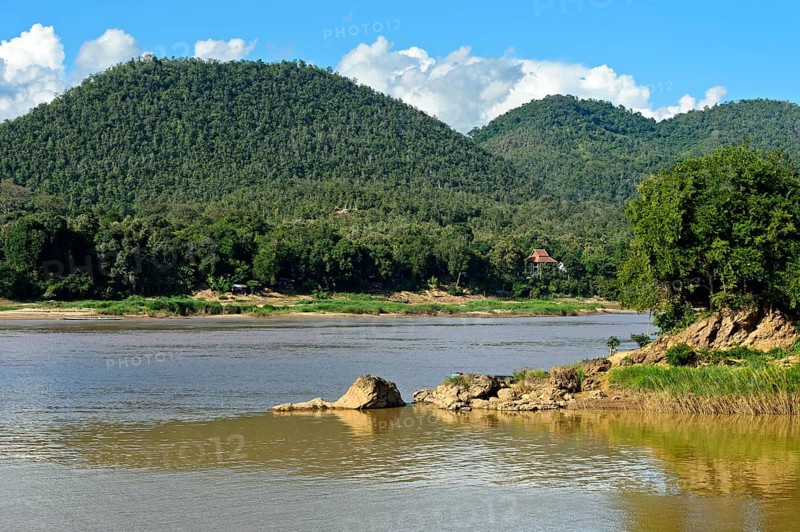 At the confluence of the Nam Khan and Mekong rivers, Luang Prabang, Laos, Asia