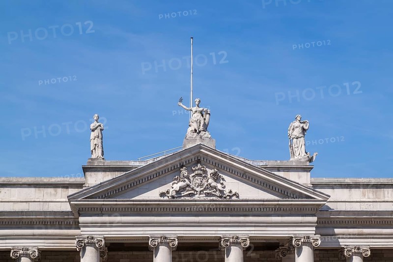 Main gable of the Bank of Ireland building, Dublin, Ireland, Europe