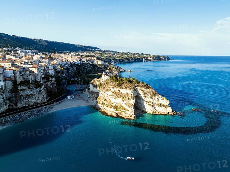 Tropea from a drone, Tyrrhenian Sea, Calabria, Italy, Europe
