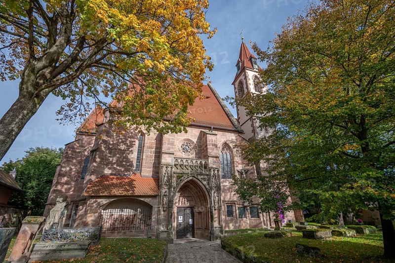 Church of St Nicholas and St Ulrich, nave built around 1400, Kirchenberg 15, Nuremberg-Mögeldorf, Middle Franconia, Bavaria, Germany, Europe