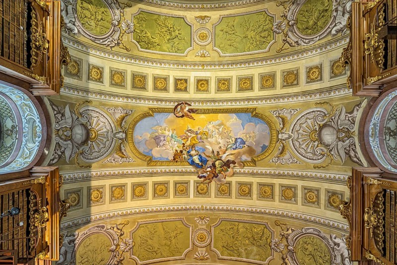 Ceiling frescoes in the State Hall of the Austrian National Library in Vienna, Austria, Europe