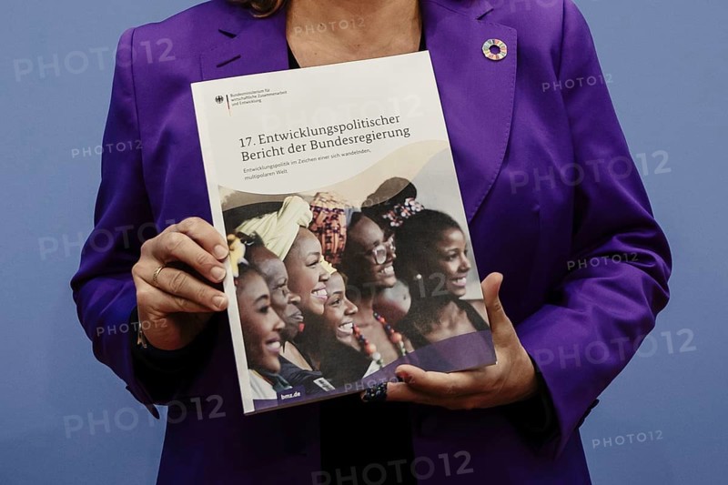 Svenja Schulze (SPD), Federal Minister for Economic Cooperation and Development, photographed at the Federal Press Conference for the presentation of the 17th Development Policy Report of the Federal Government in Berlin, 11 December 2024. Photographed on behalf of the Federal Ministry for Economic Cooperation and Development. Berlin