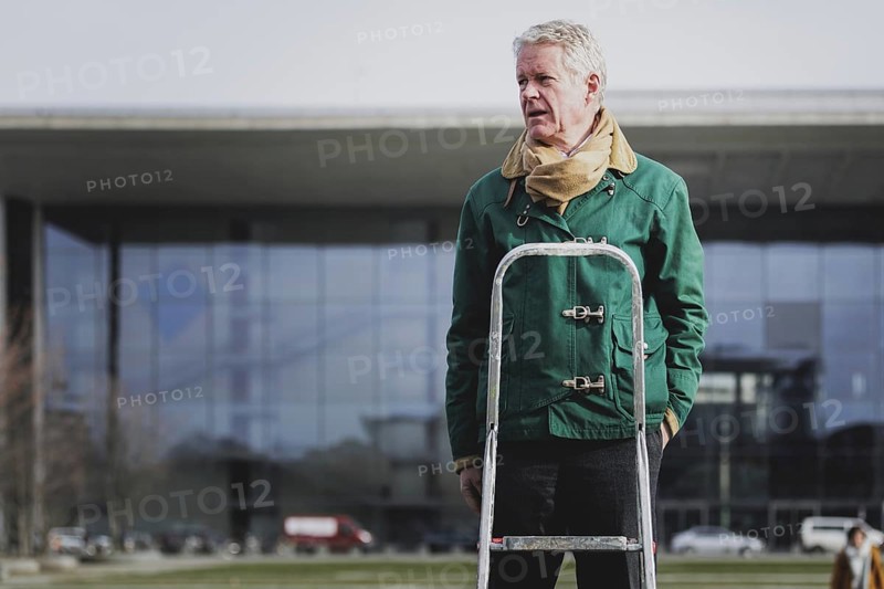 Holger Schwannecke, Secretary General of the German Confederation of Skilled Crafts, pictured as part of a protest action by the German Confederation of Skilled Crafts in front of the Federal Chancellery in Berlin, 26 February 2024. The German Confederation of Skilled Crafts demonstrates against the economic policy of the Federal Government as well as the high level of bureaucracy and the improvement of location conditions
