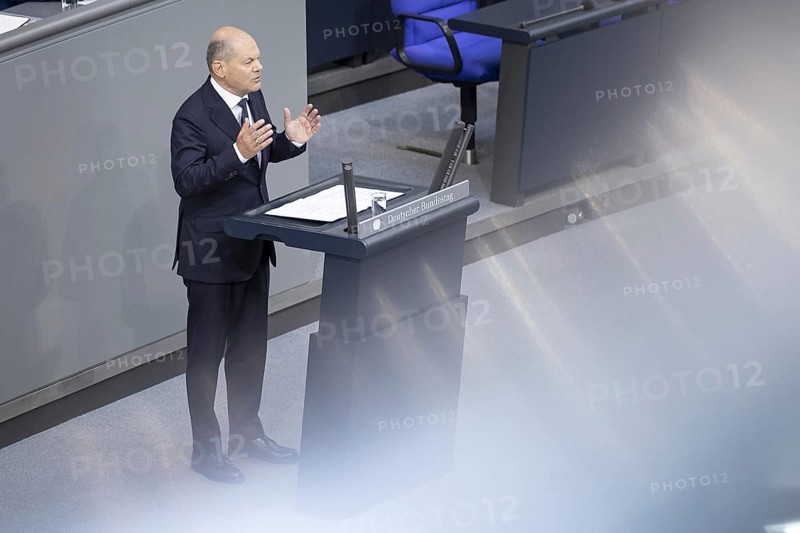 Olaf Scholz (SPD), Federal Chancellor, recorded during his government statement in the German Bundestag in Berlin, 26 June 2024