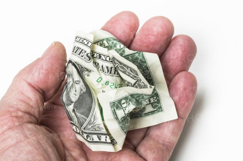 Symbol photo weak dollar, problem, crumpled note