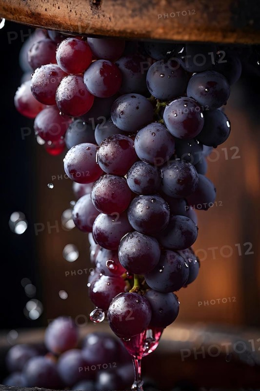 Grape cluster, vine, grape, cluster, close up, detail, traditional, wine press, AI generated