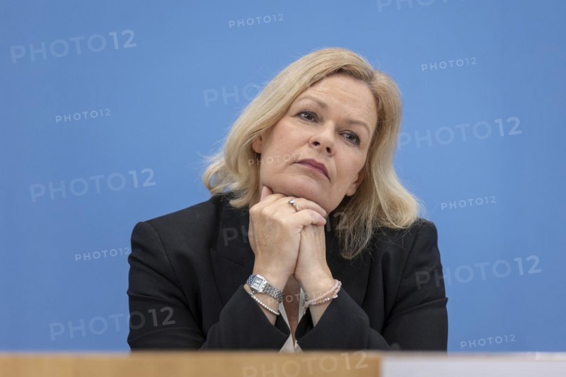Nancy Faeser (SPD), Federal Minister of the Interior and Home Affairs, recorded at the Federal Press Conference on the presentation of the 2023 police crime statistics in Berlin, 9 April 2024