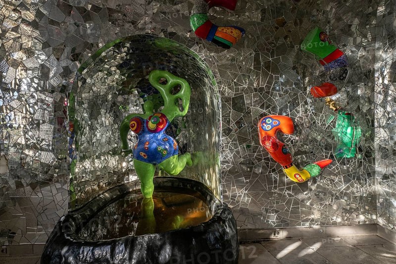 The grotto in the Herrenhausen Gardens with sculptures by Niki de Saint Phalle, Hanover, Lower Saxony, Germany, Europe