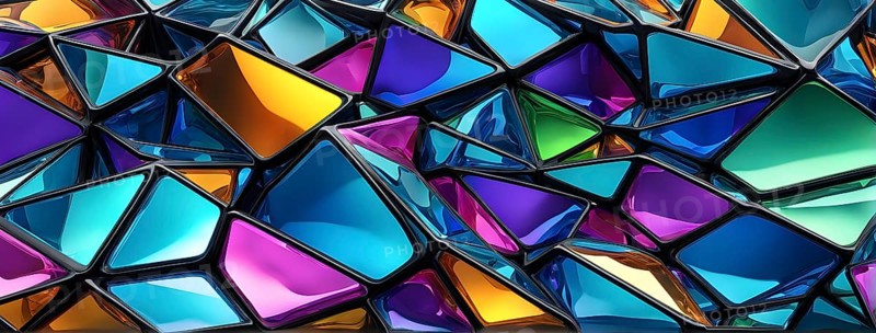 3d rendering of vibrant colored abstract changing glass design in an ornament structure, AI generated