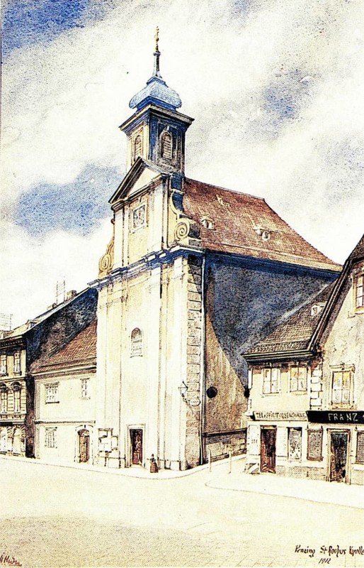 St Roch's Chapel in Penzing, painting by Adolf Hitler (1889-1945), historical, digitally restored reproduction from a 20th century original, public domain, record date not stated