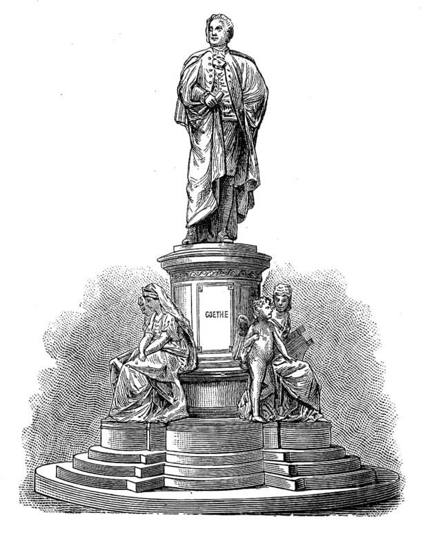Statue of Goethe by Fritz Schaper, in Berlin, Germany, in 1880, Historical, digital reproduction of an original from the 19th century, Europe