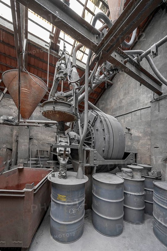 Production room with metal powder grinding mill for the production of zinc powder, metal powder mill, founded 1900, Middle Franconia, Bavaria, Germany, Europe