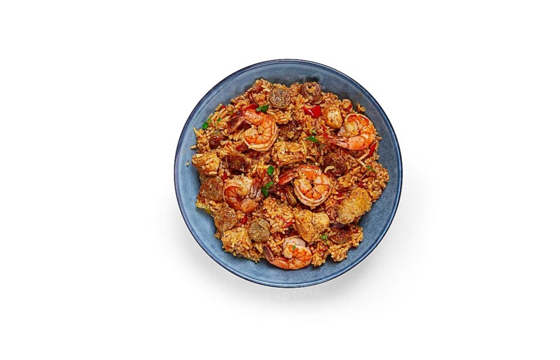 Jambalaya, Creole dish, American pilaf, rice with chicken and shrimp, vegetables, homemade, no people