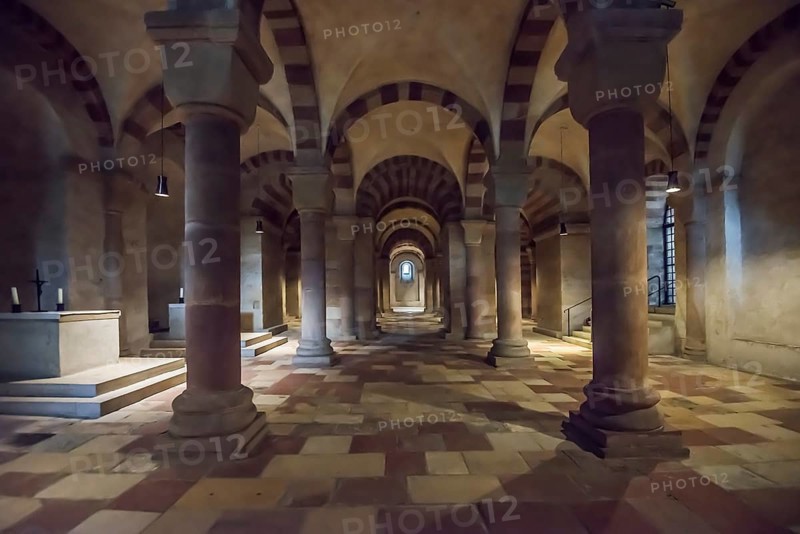 Interior view, Crypt, Imperial Cathedral, Cathedral of St Mary and St Stephen, UNESCO World Heritage Site, Speyer, Rhineland-Palatinate, Germany, Europe