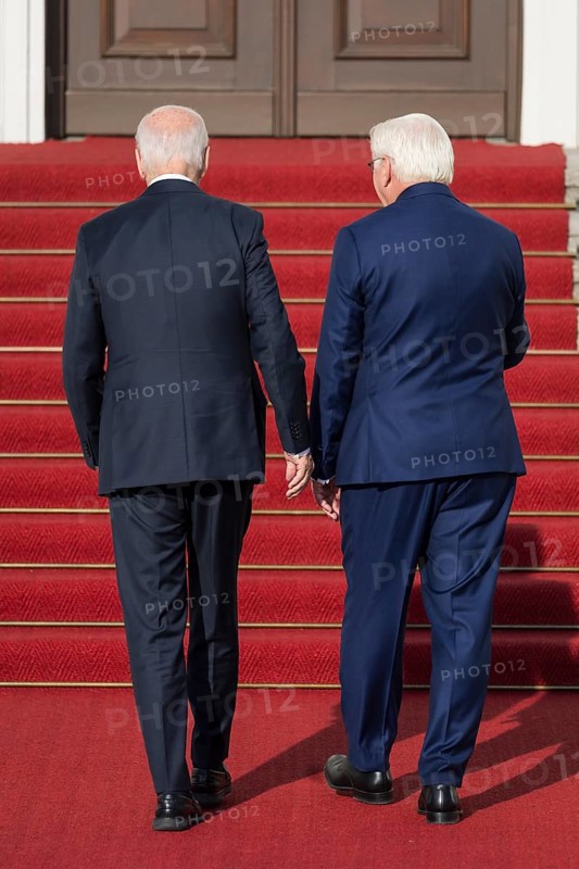 Joe Biden (46th President of the United States) is received by Frank-Walter Steinmeier (President of the Federal Republic of Germany) at Bellevue Palace, Berlin, 18 October 2024