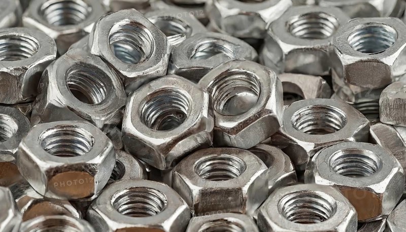 Metal, material, various screw connections, nuts, made of stainless steel