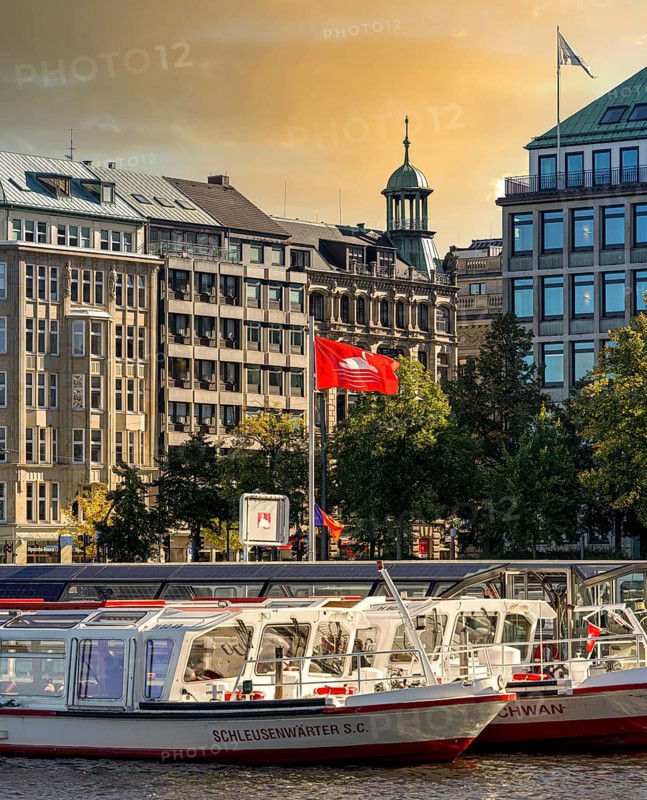 The Alster on Jungfernstieg, Hamburg, Germany, Europe