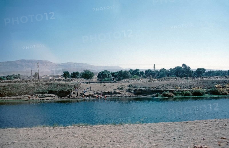 Side channel of the Nile, Nile Valley, Egypt, September 1989, vintage, retro, old, historical, Africa