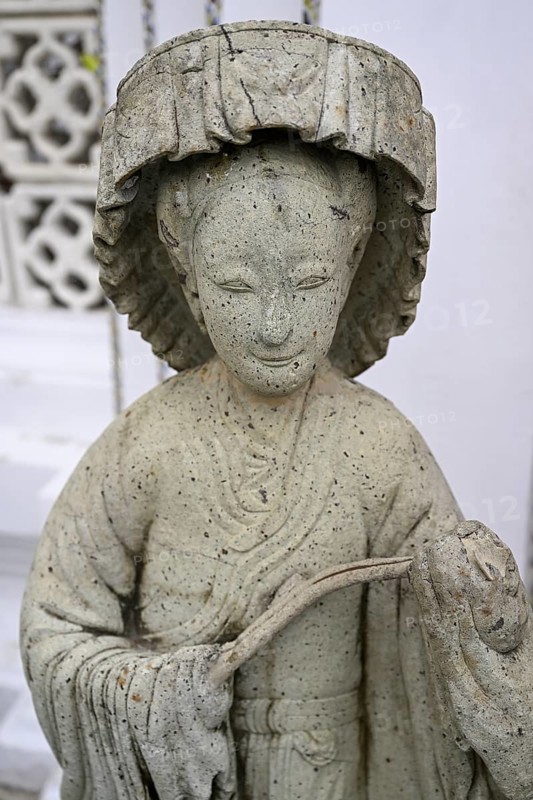Stone statue of a guardian, Wat Phra Kaew, Temple of the Emerald Buddha, Bangkok, Thailand, Asia