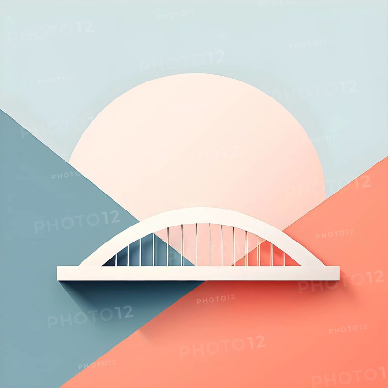 Minimalist abstract wallpaper illustration symbolizing architecture in simple geometric shapes, AI generated