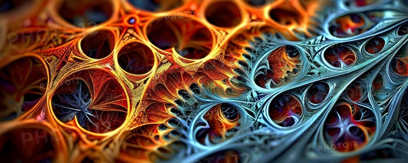 Abstract illustration of fractal patterns found in nature representing the application of mathematical patterns in technology and design, AI generated