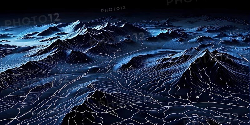 Abstract topographic map contour with complex terrain patterned, AI generated