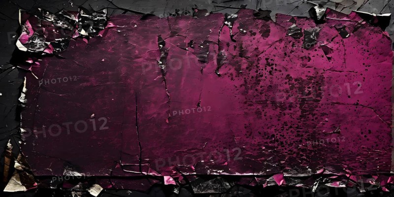Vintage style collage featuring textured grunge posters in hues of grey and magenta, AI generated