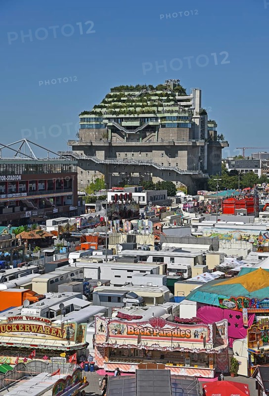 Europe, Germany, Hanseatic City of Hamburg, St. Pauli, former anti-aircraft bunker on Feldstrasse built between 1942 and 1944, conversion with extension to approx. 60 metres to a hotel and event centre, opening 2024, a total of 4, 700 trees and 16, 000 shrubs, climbing plants and climbing plants, climate research, Federal Republic of Germany, Europe