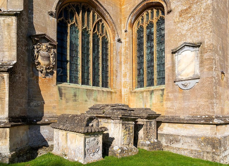 Historic chest tombs in churchyard of church of Saint Mary, Fairford, Cotswolds Gloucestershire, England, UK