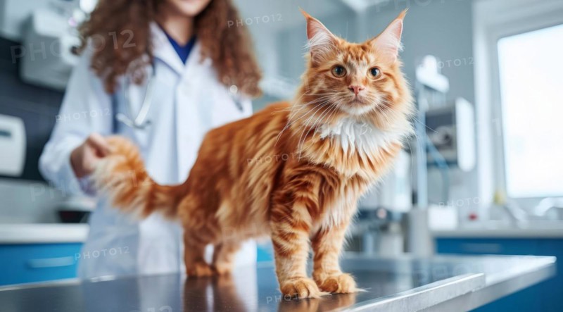 Veterinarian examine cat in vet clinic, AI generated