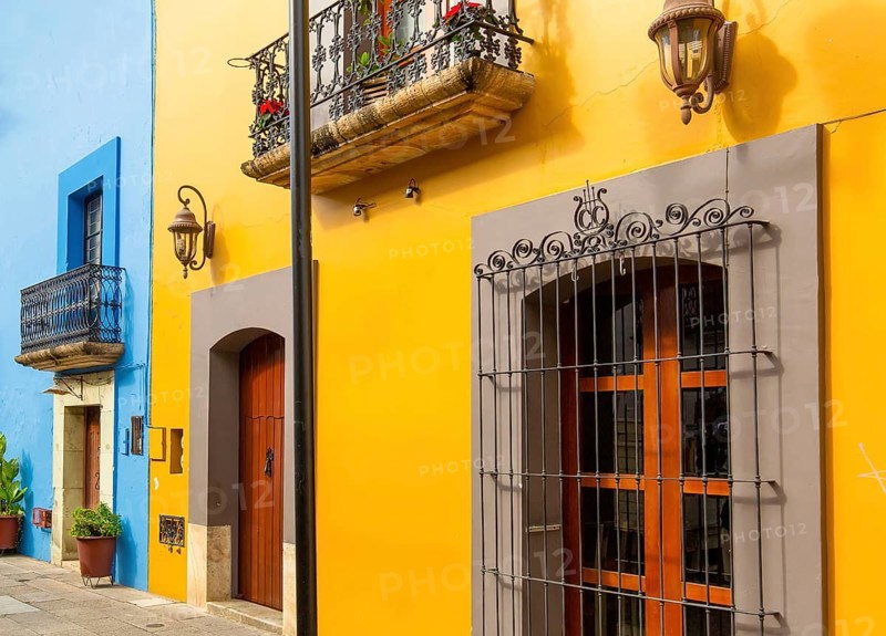 Oaxaca, Mexico, Scenic old city streets and colorful colonial buildings in historic city center, Central America